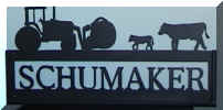 Silhouette Tractor Feeding Cow Calf Sign